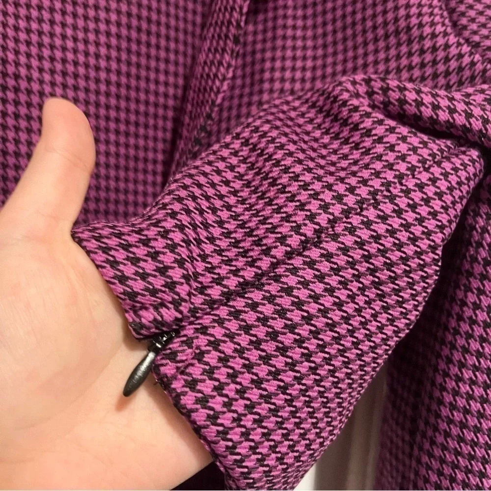 Zara Purple Houndstooth V-Neck Long Sleeve Crop Top XXL C2